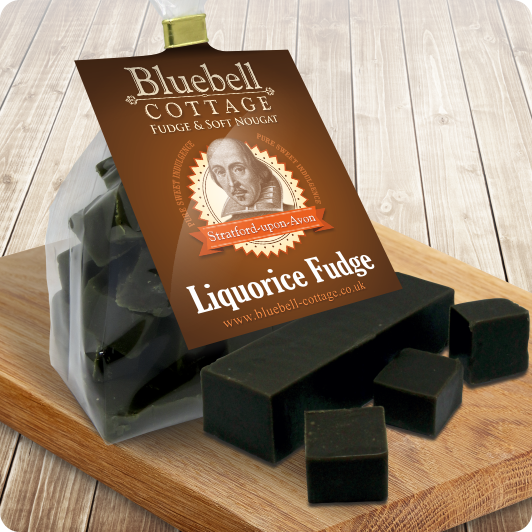 Liquorice Fudge sold in hand cut blocks by Bluebell Cottage